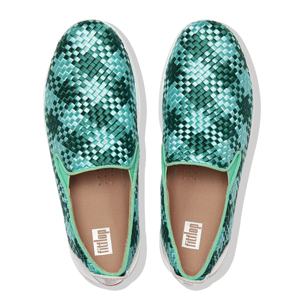 Fitflop Womens Slip-on Mint Green - Rally Silky-weave Sneakers - JF9271306